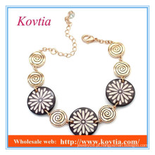 Design de moda pulseiras redondas chocolate link em ouro turco 18k